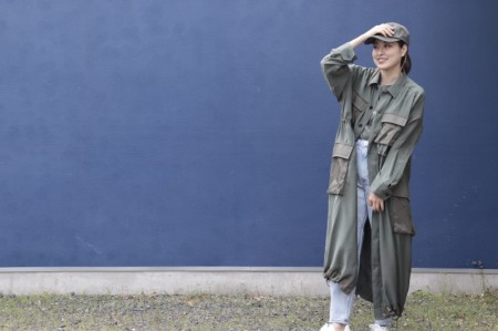 upper hights アッパーハイツ THE U-65L ロングシャツワンピース ARMY
